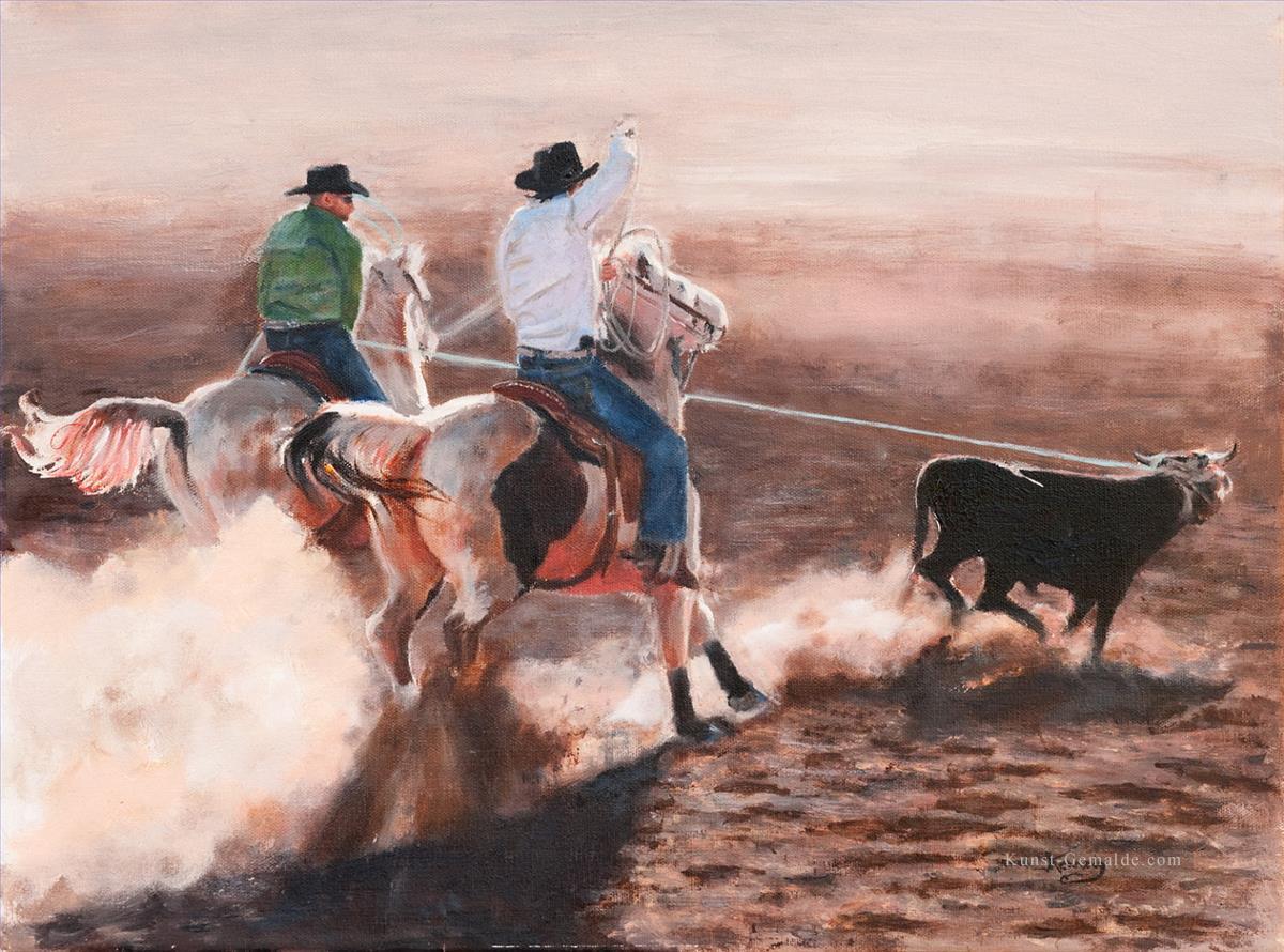Cowboys Rinder fangen Ölgemälde